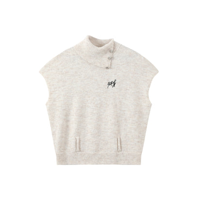 실버 버튼 플러터 스웨터 탑 셋업