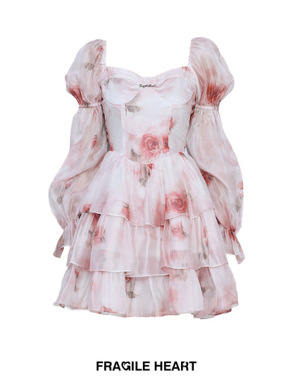 Rose Prinzessin Puffhülle Kleid