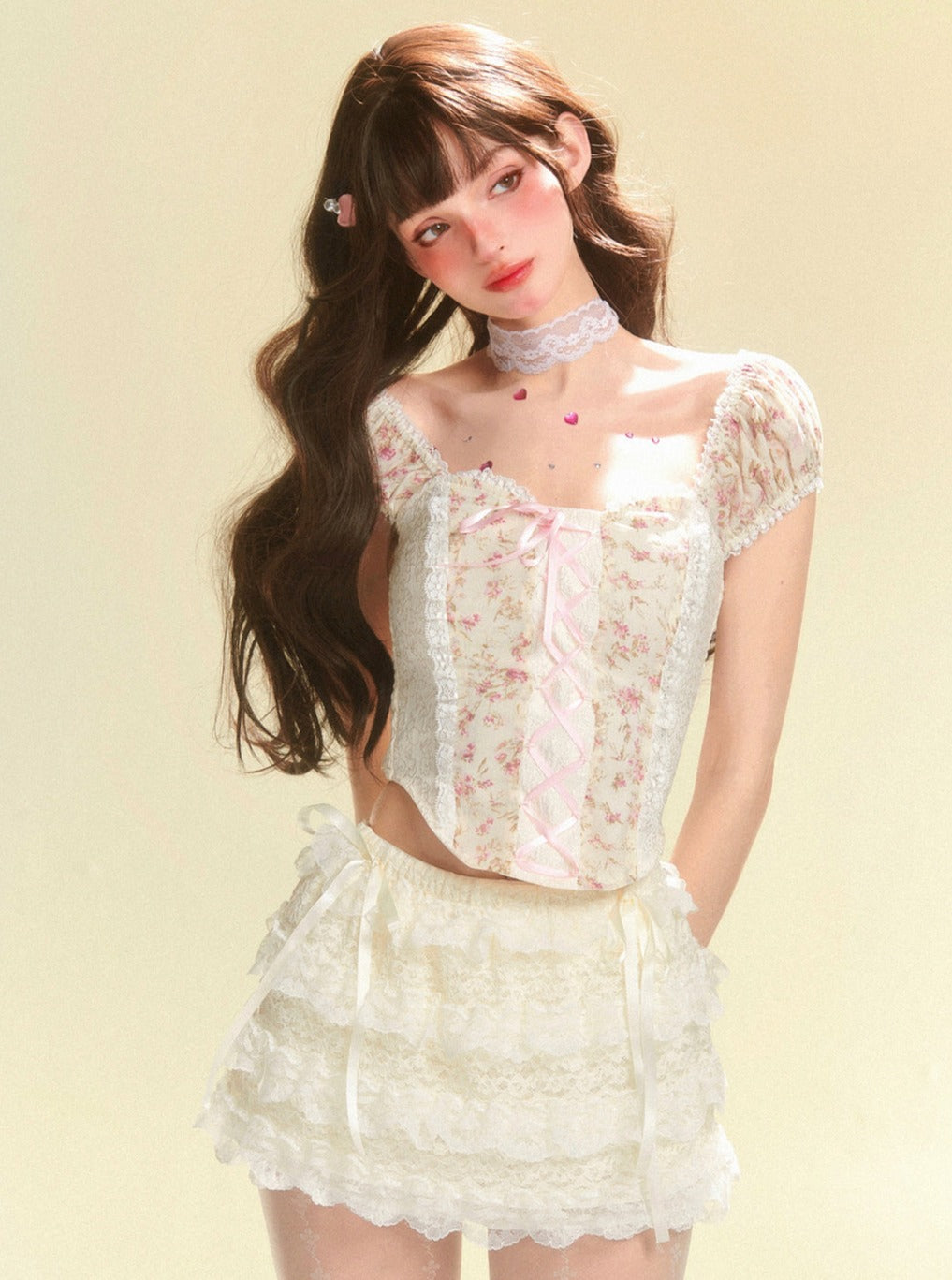 Gentle Trap White A-Line Skirt