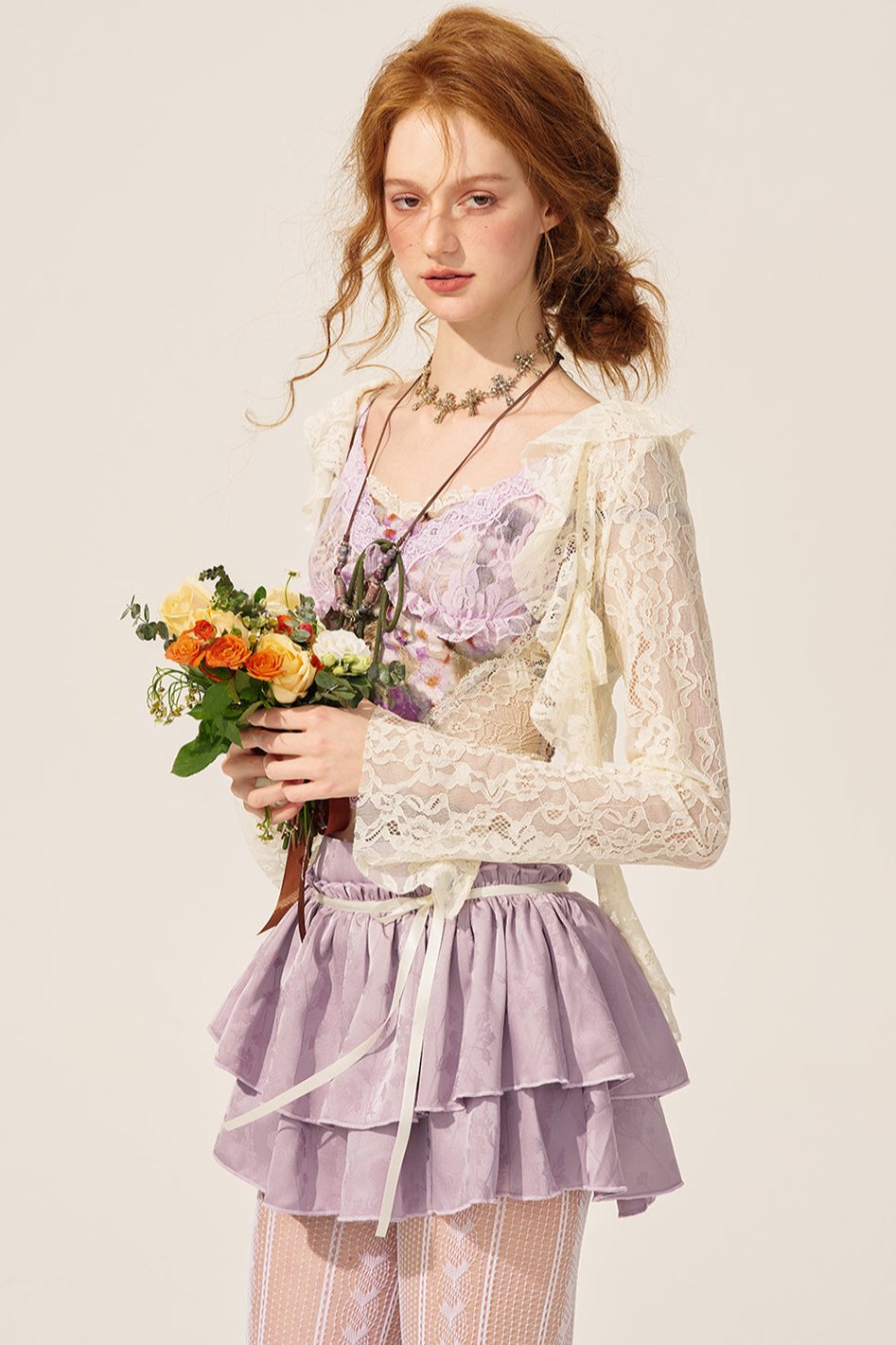 Purple Haze Lace Top And Skirt Set-Up