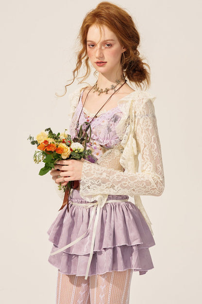 Purple Haze Lace Top and Skirt Set-UP