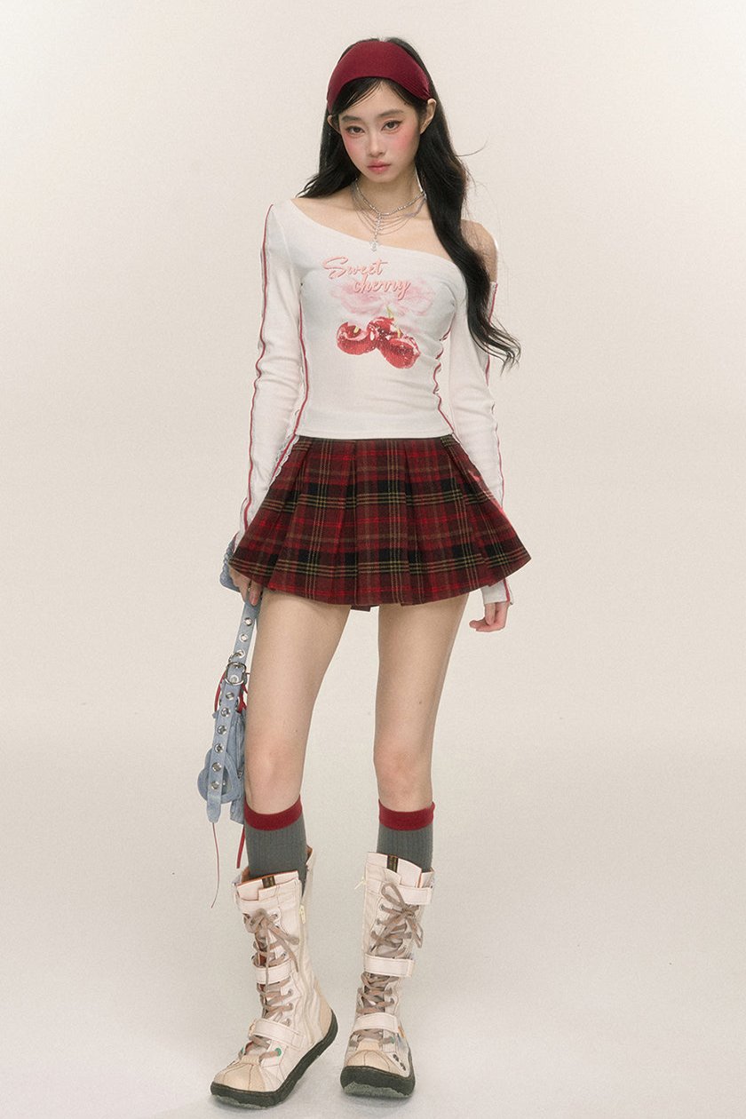 [On sale at 20 o'clock on 26th September] less also eye Scottish love poems red plaid lace skirt women's early autumn