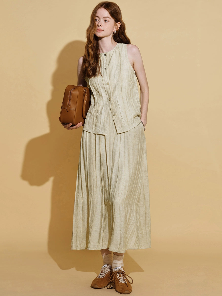 Linen Suit Skirt Two-Piece Set