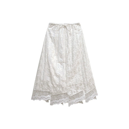 Curry Simple Lace White Skirt