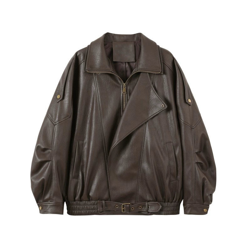 High-End Leather Jacket With Shorts Set-Up