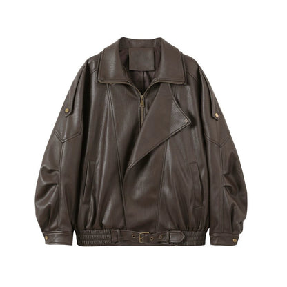 High-End Leather Jacket With Shorts Set-Up