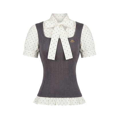 Color-Blocking Ruffled Blouse