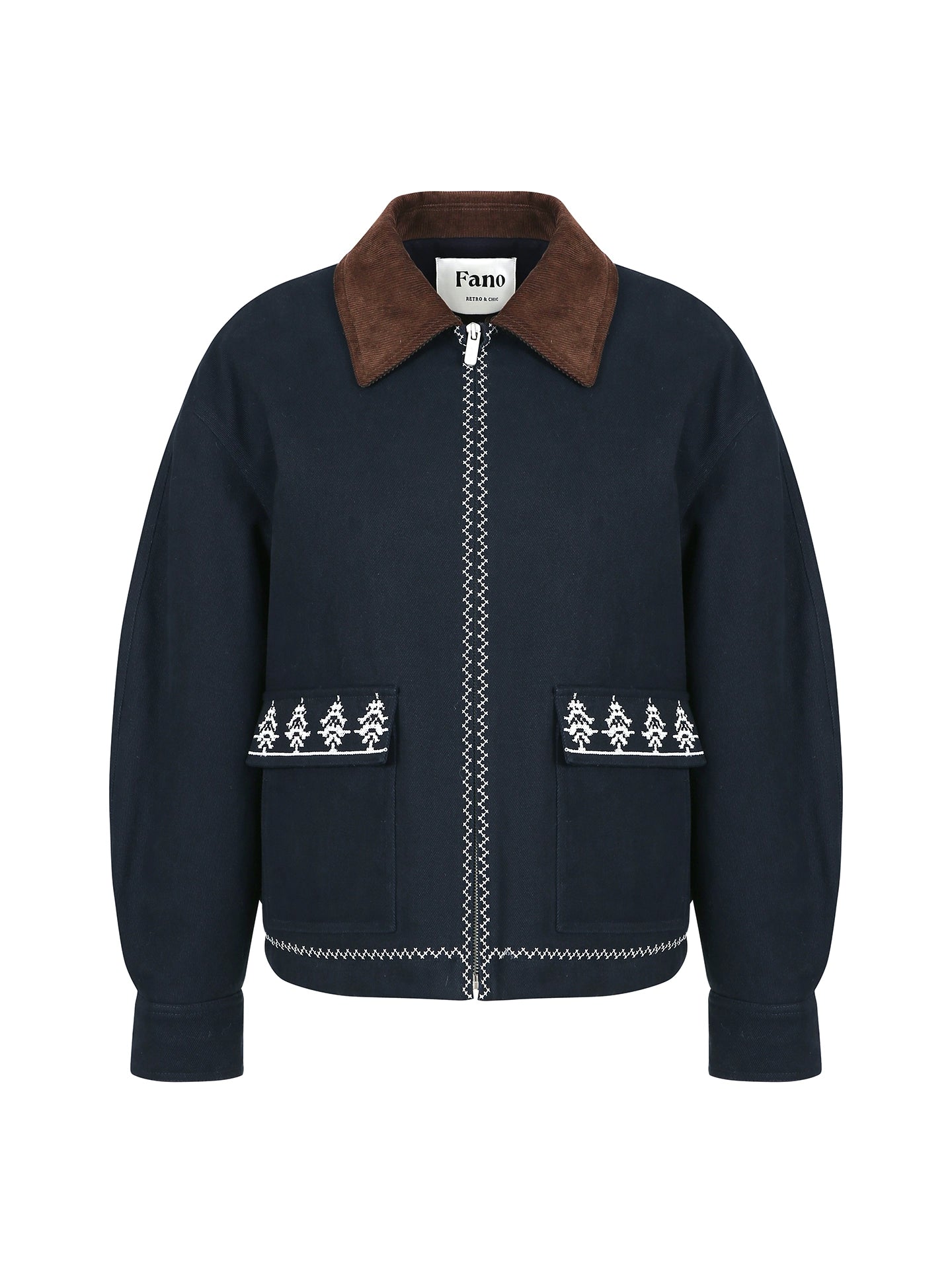 Retro Embroidered Color-Block Jacket