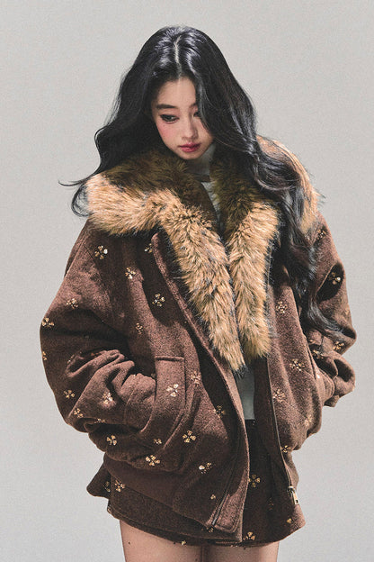 Maillard Wool Jacket With Skirt Set-Up