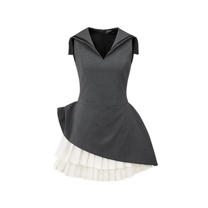 Positive Navy V-Neck A-Line Dress