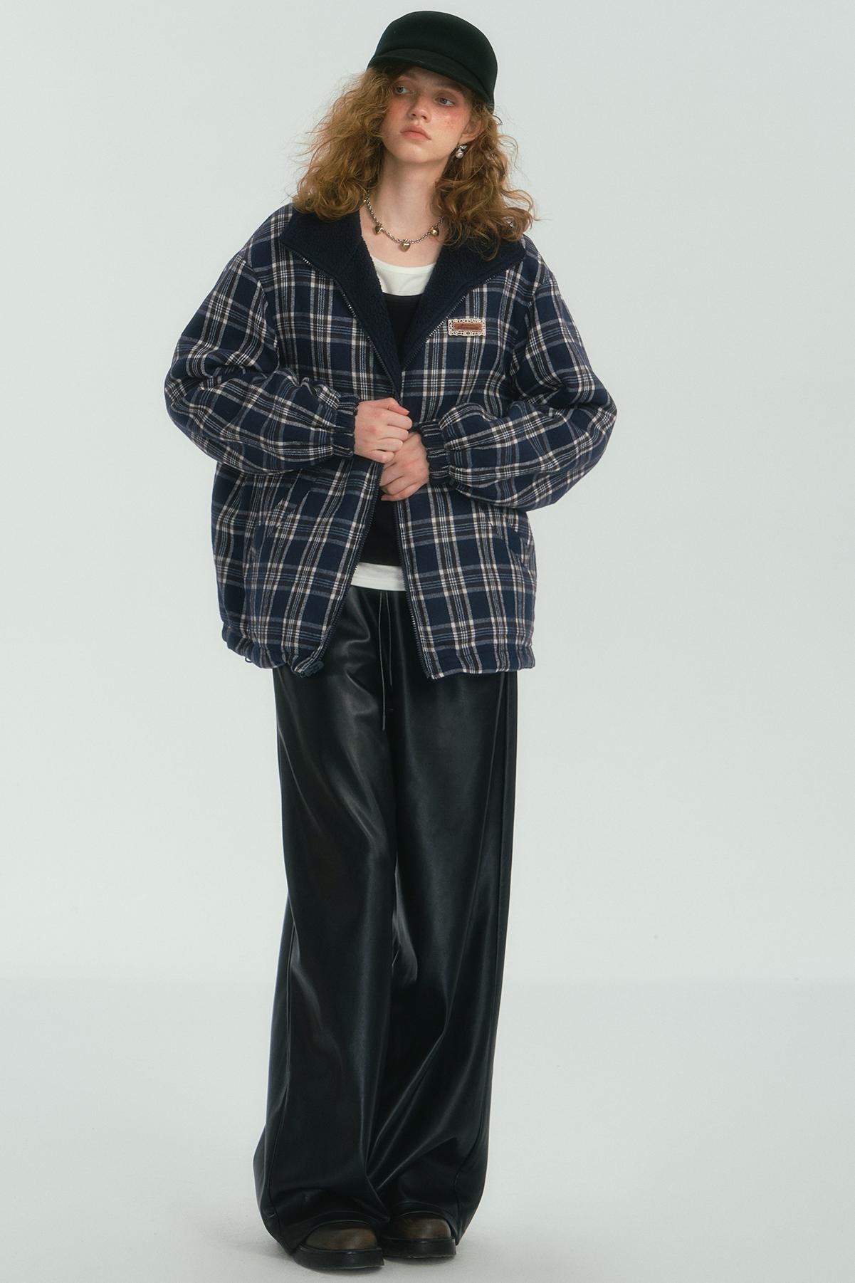 Double-Sided Plaid Fleece Jacket