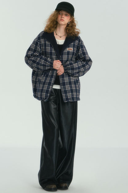 Double-Sided Plaid Fleece Jacket