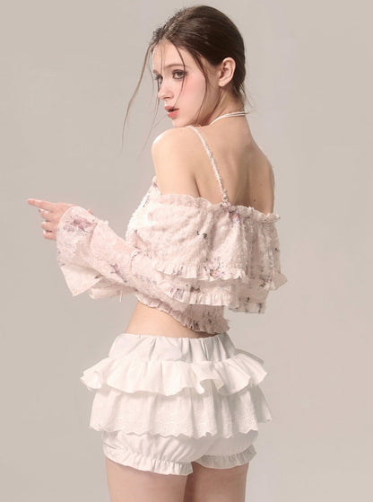 Chiffon Lace Suspender Top