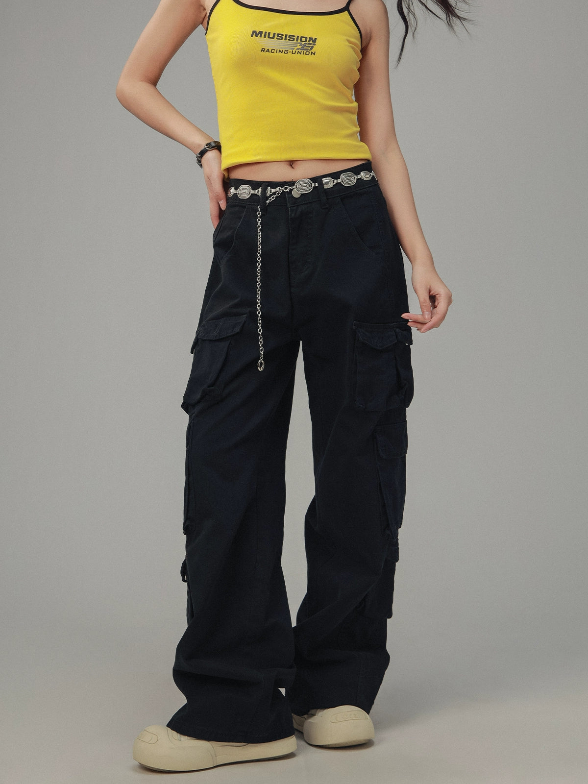 Vintage Distressed Pocket Cargo Pants