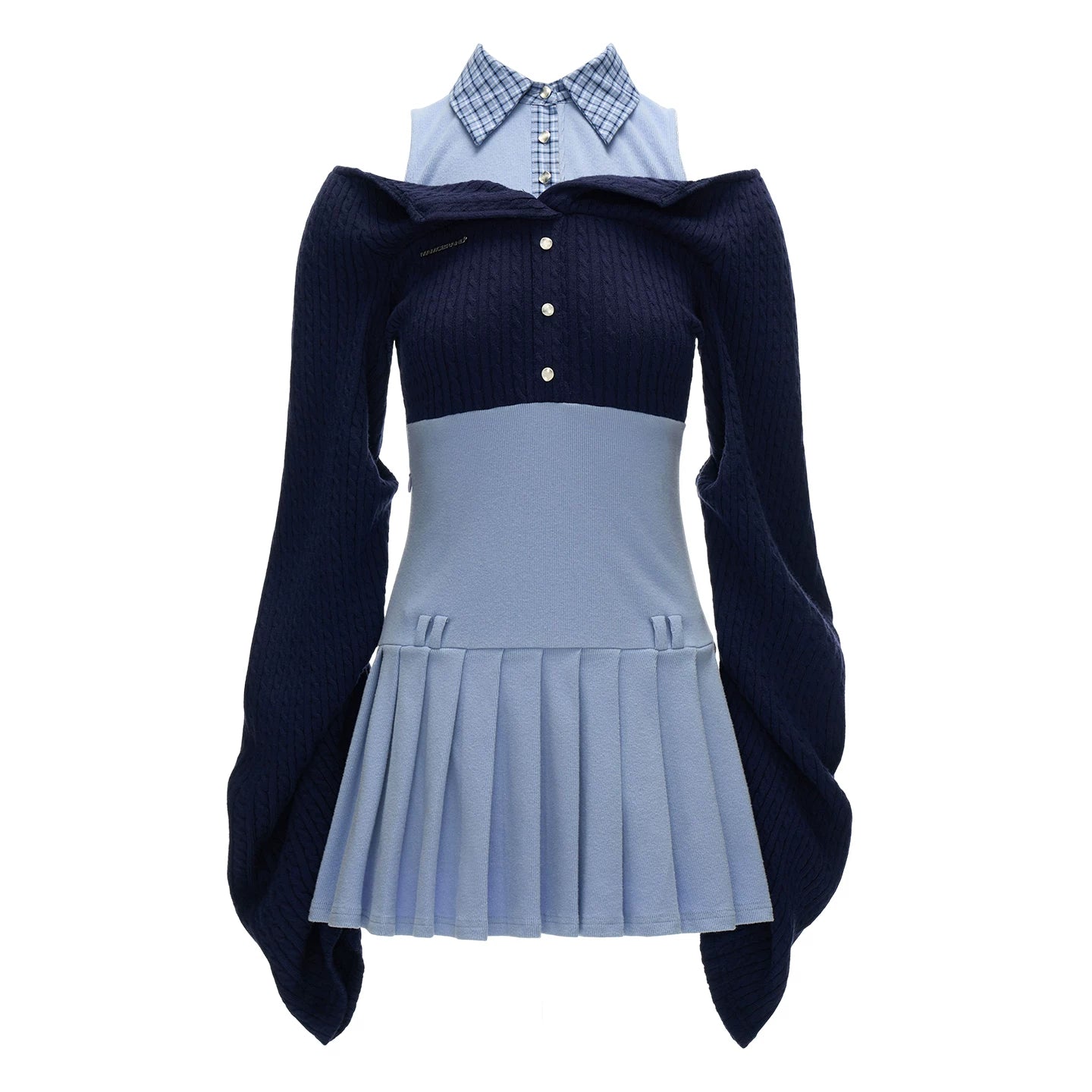 Patchwork Two-Piece Collar Dress