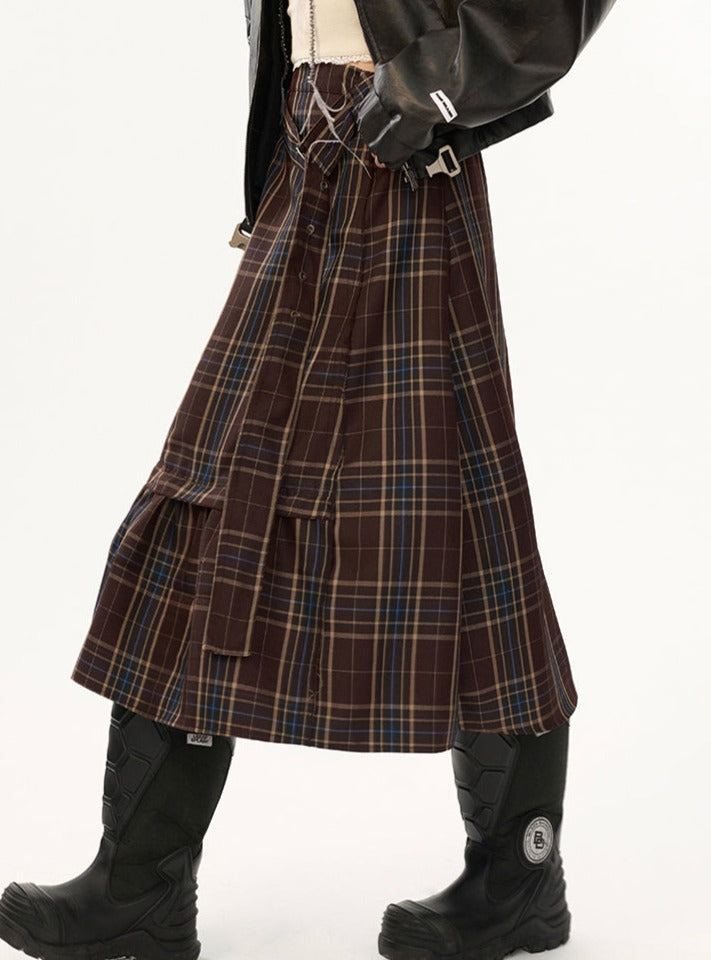 Vintage Plaid Midi Skirt