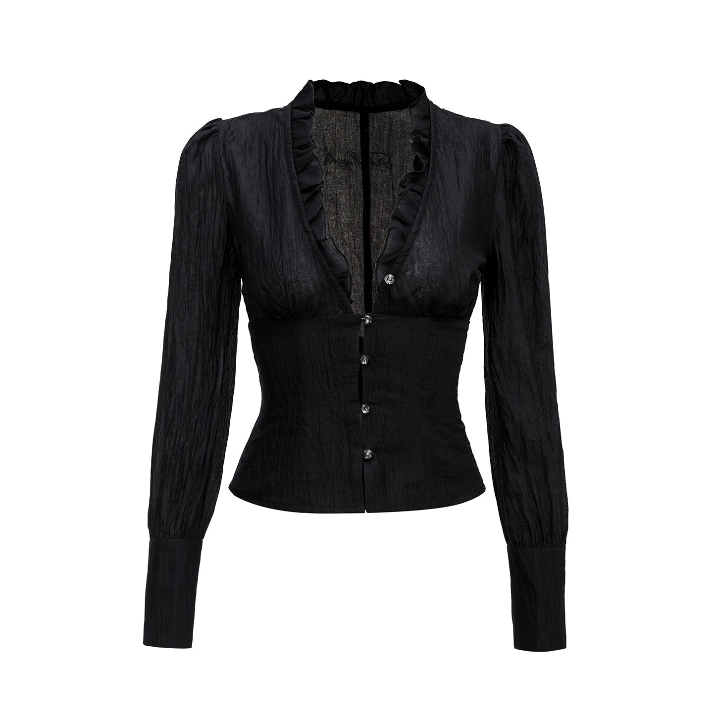 Dark Girl Ruffled Shirt Slim Set-Up