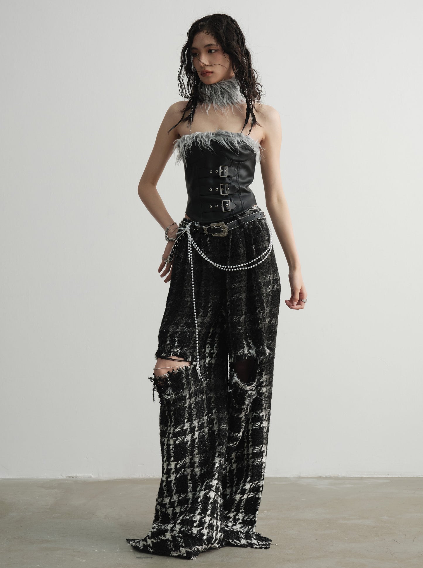 Raw Gradient Spray Wide-legged Pants