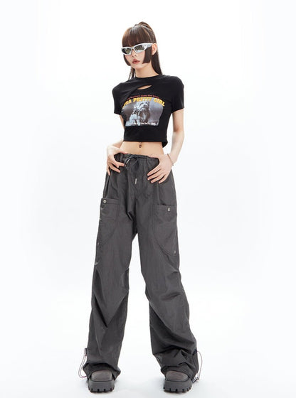 American Chest Hollow out Open Navel T-shirt