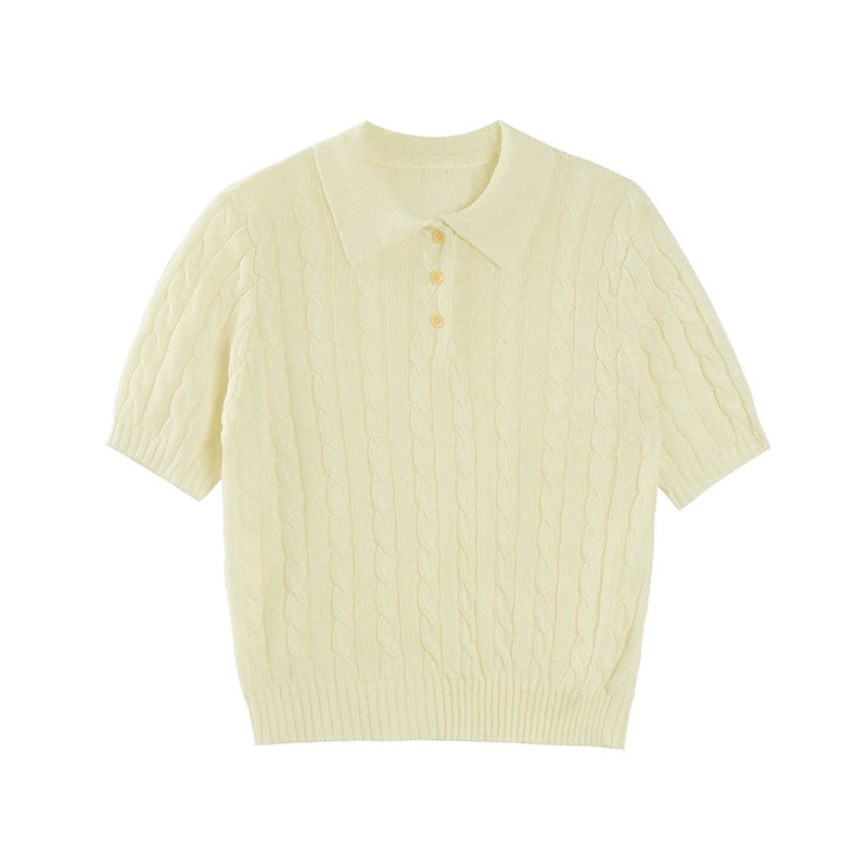 French Lyocell Slim Polo Top