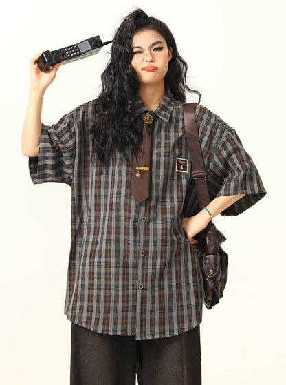 Retro Hong Kong Style Plaid Shirt