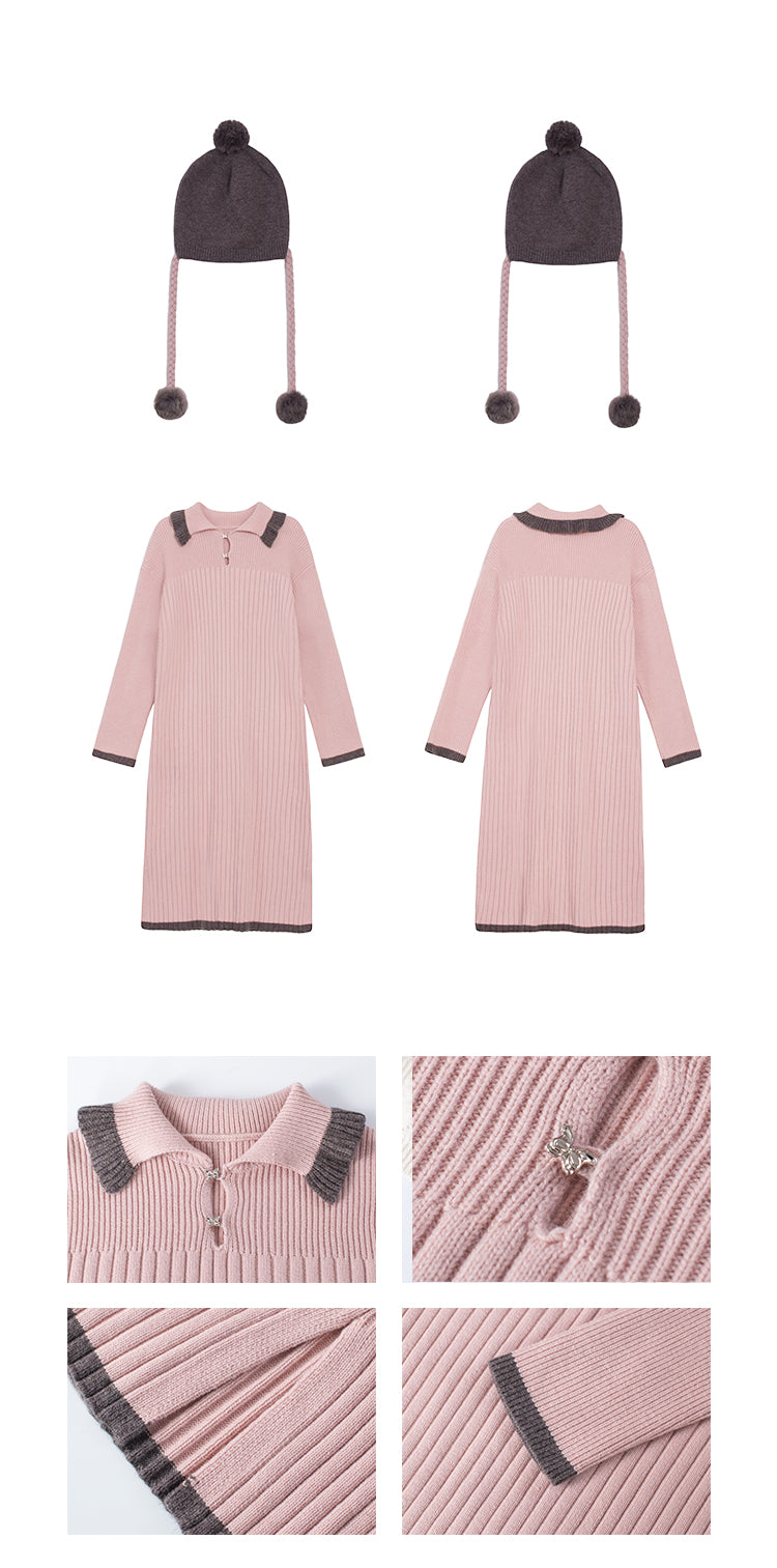 Pink wool hat dress