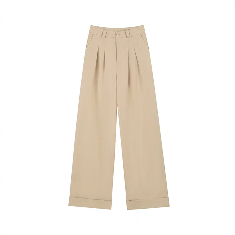 High-Waisted Silhouette Slim Khaki Pants