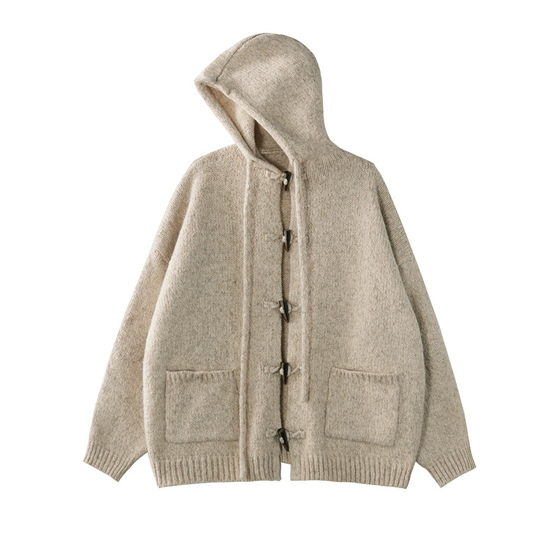 Loose Fit Wool Hooded Cardigan