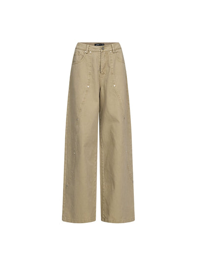 AGED LOW RISE WIDE-LEG CARGO PANTS