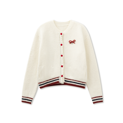 College hit Red Baseball Knit Cardigan