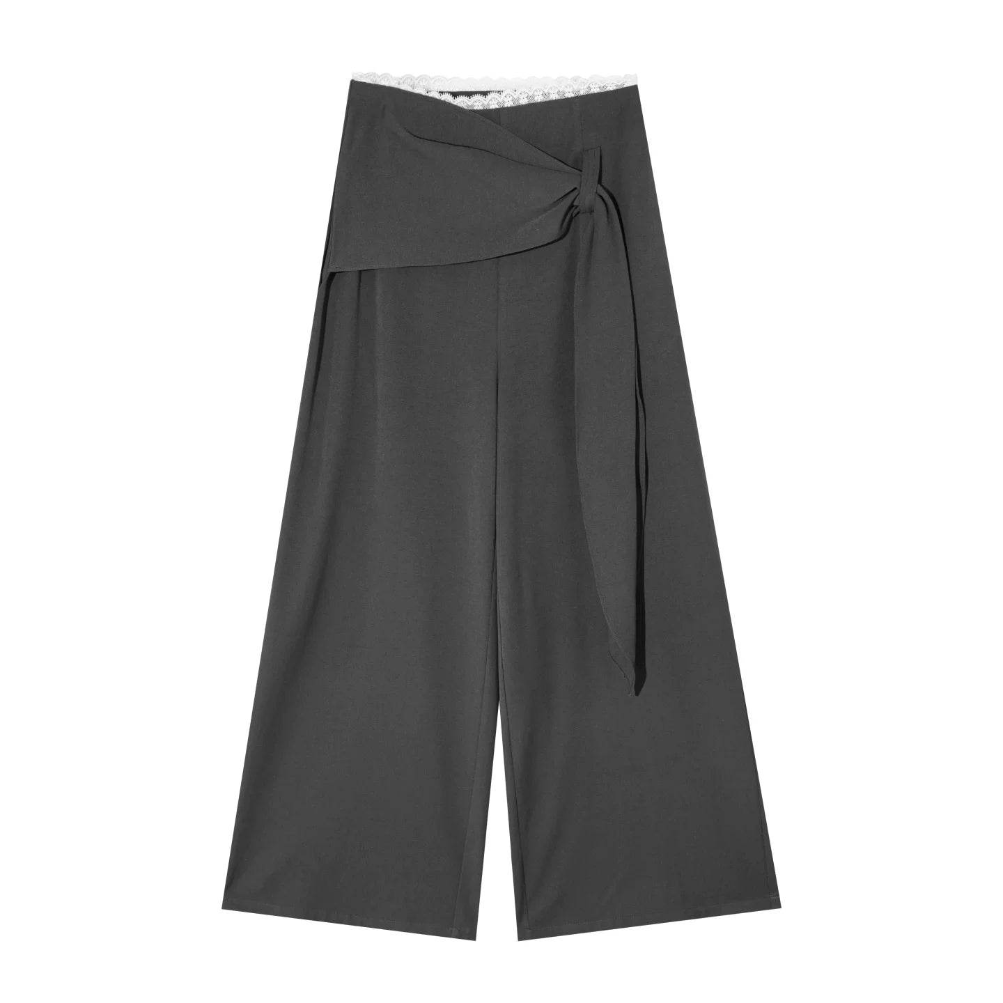 Retro Wide-Leg Tie-Up Pants