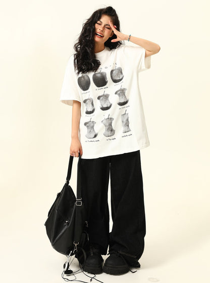 Vintage Versatile Print Short Sleeve T-Shirt