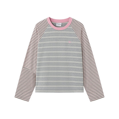 Striped Raglan Sleeve Slim Top