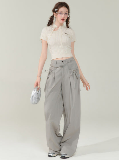 Retro High Waist Gray Pants