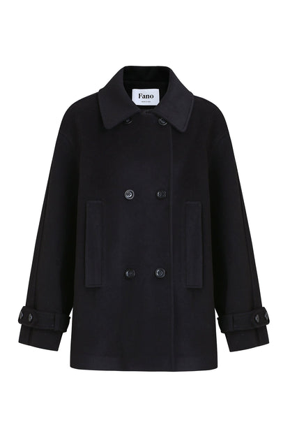 Minimalist Double-Breasted Woolen Coat