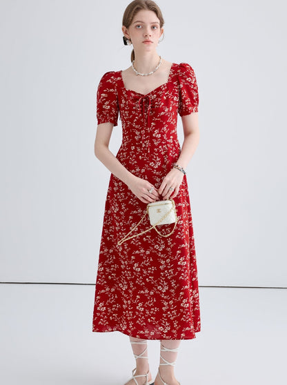 French Niche Floral Long Dress