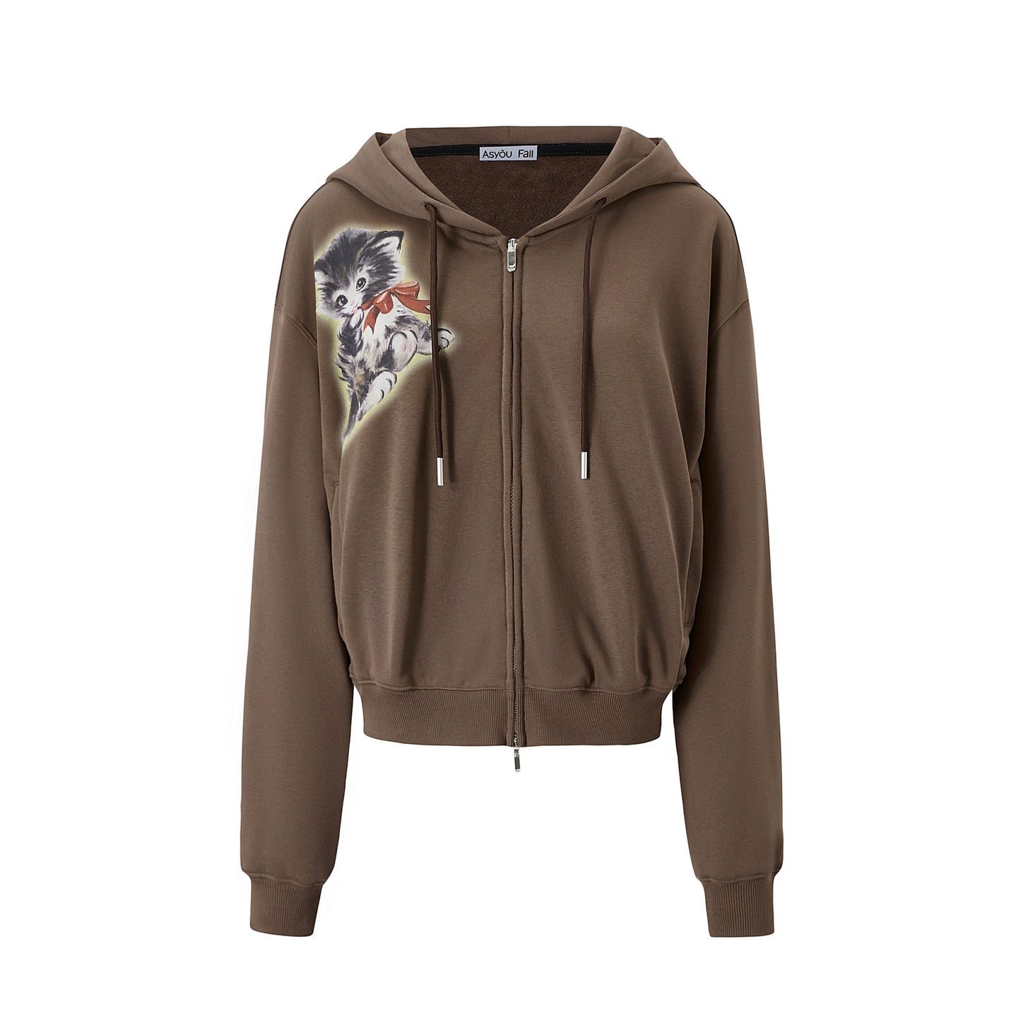 Luminous Kitten Print Hooded Jacket