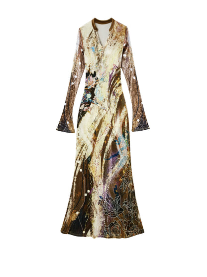 Velvet V-Neck Mermaid Dress