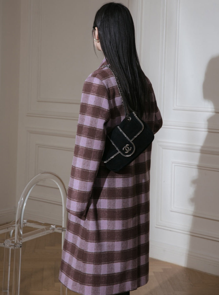 Champs-Mist Rose Tartan Wool Tweed Coat