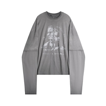 Vintage Distressed Gray Long Sleeve T-Shirt