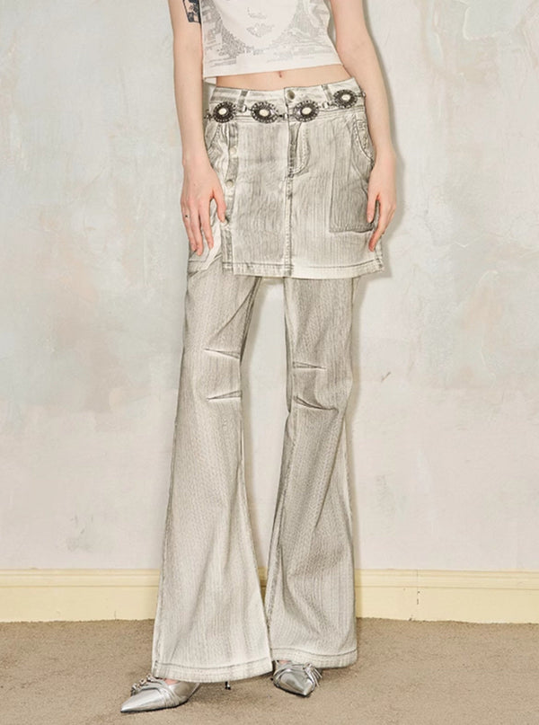 Wide-Leg Flared Culottes Trousers