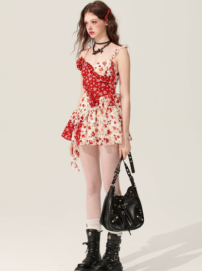 Red Fantasy Floral Dress