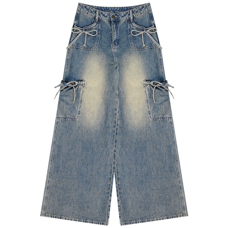 High-Waist Cargo Wide Pants