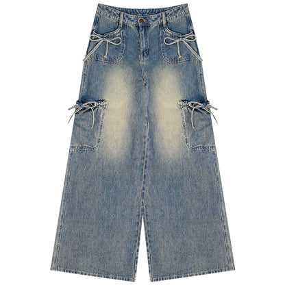 High-Waist Cargo Wide Pants