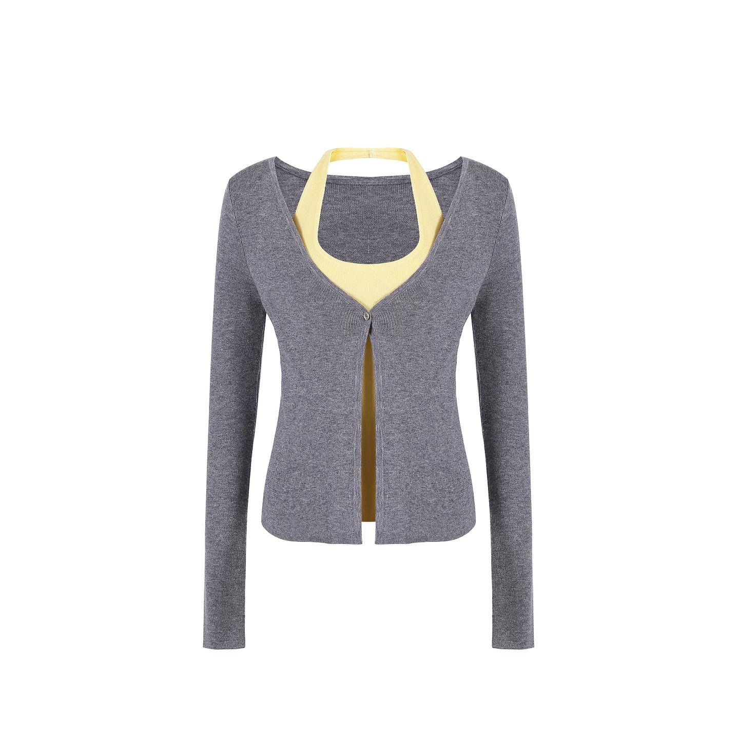 컬러 블로킹 니트 가디건