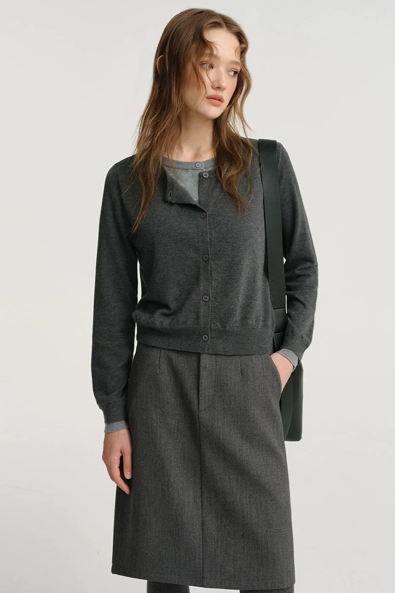 Gray Two-Piece Knitwear Top