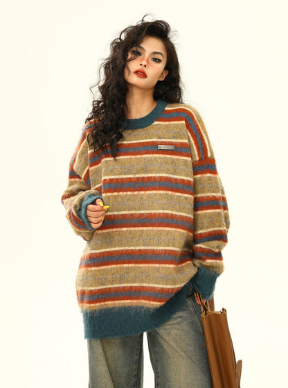 American retro striped sweater