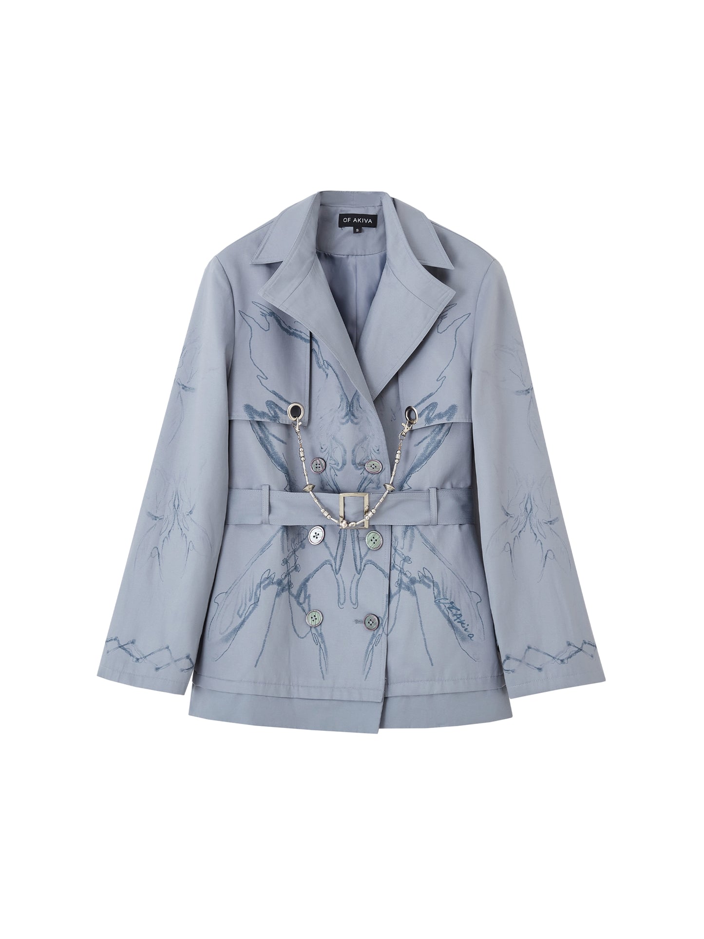 Structured Print Short Trench Coat