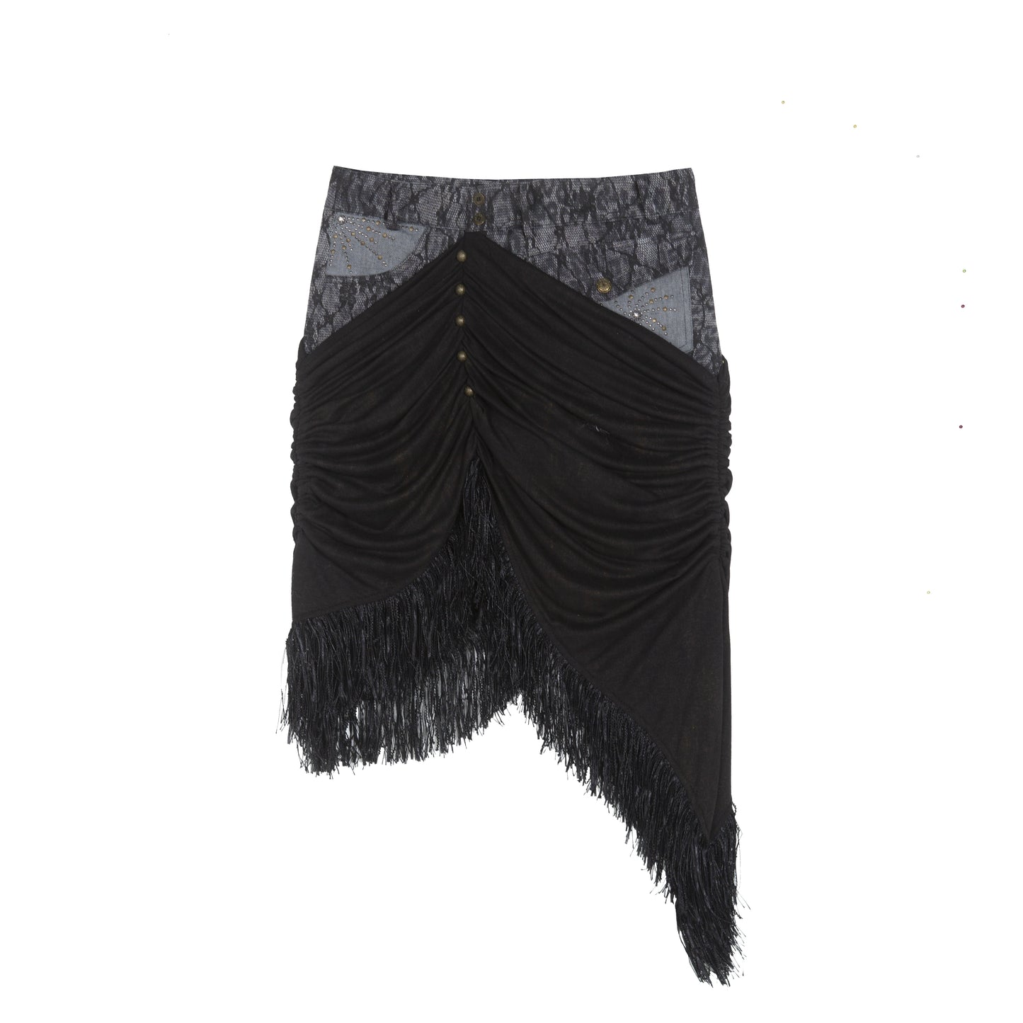 Irregular Patchwork Drawstring Skirt