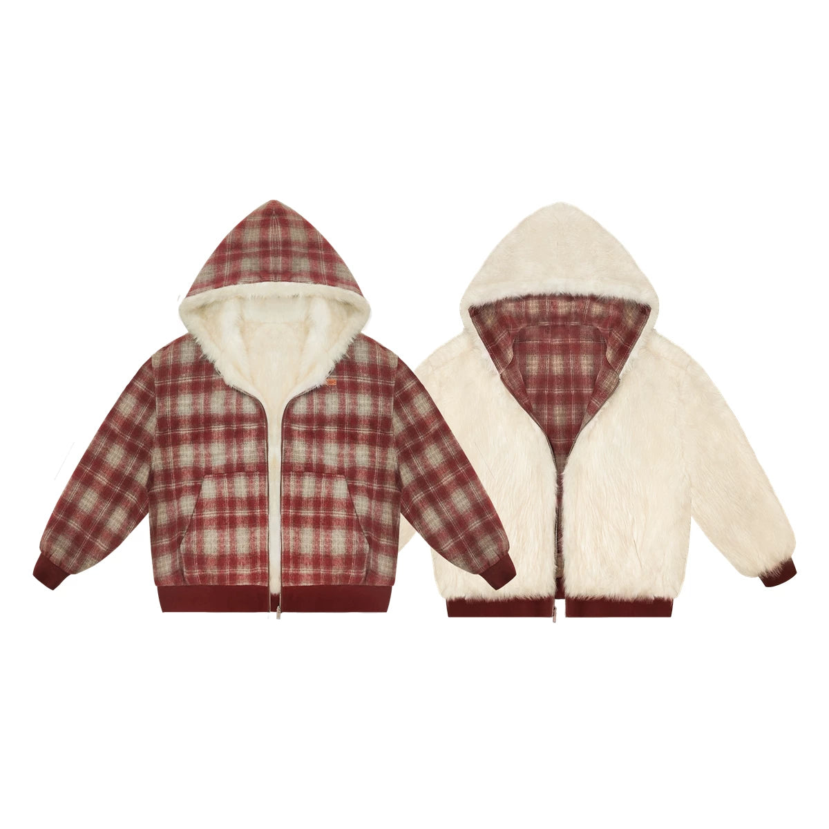 Reversible Plaid Plush Coat
